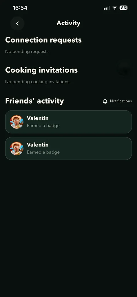Activity – Friends & cooking invitations