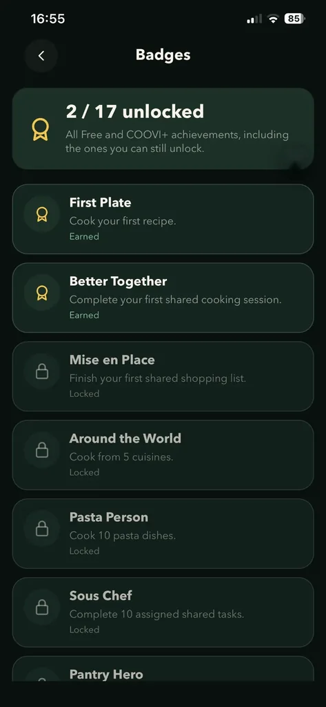 Badges – 17 achievements to unlock