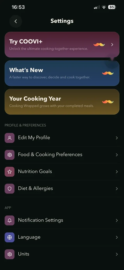 Settings – What’s new & your cooking year